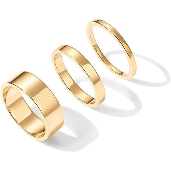 Gold Stacking Rings Set - 18K Plated - 3 Pieces - Picture 4 of 4